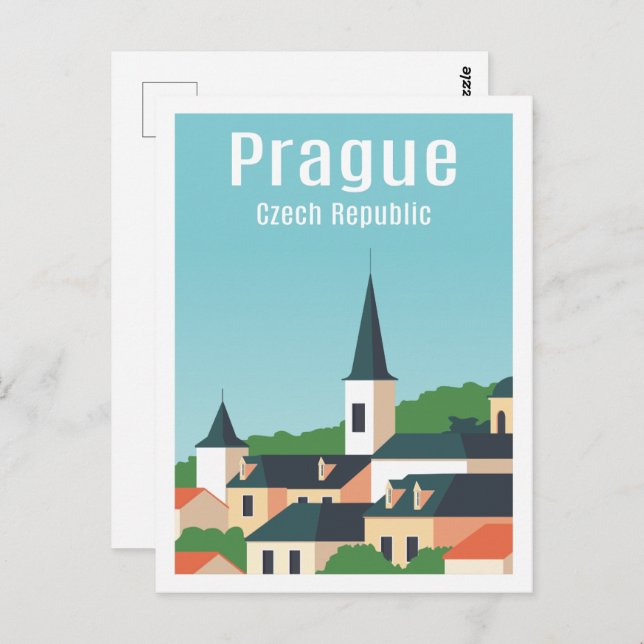 Cartão Postal Ilustração Famosa de Viagem de Lugar de Praga na R (Frente/Verso)