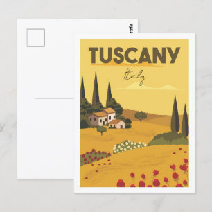 Cartão Postal Ilustração Famosa de Viagem Place na Toscana Itáli