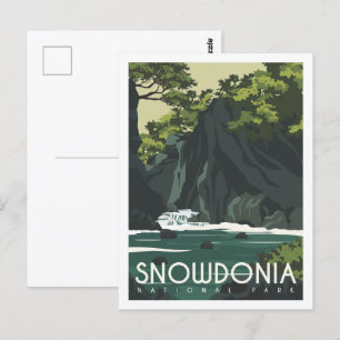 Cartão Postal Ilustração Famosa de Viagem Place Snowdonia Inglat