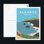 Cartão Postal Ilustração Famosa do Local de Viagem do Algarve Po<br><div class="desc">Paisagem Familiar de Viagem do Algarve Portugal</div>