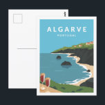 Cartão Postal Ilustração Famosa do Local de Viagem do Algarve Po<br><div class="desc">Paisagem Familiar de Viagem do Algarve Portugal</div>