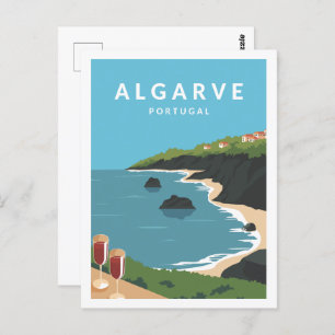Cartão Postal Ilustração Famosa do Local de Viagem do Algarve Po
