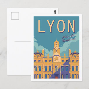 Cartão Postal Ilustração Famous Viagem Place Lyon França
