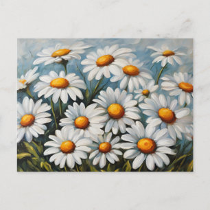 Cartão Postal Ilustração Floral de Flores de Margarida Natureza