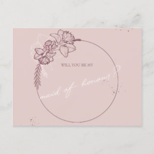 Cartão Postal ilustração floral seja minha madrinha de casamen