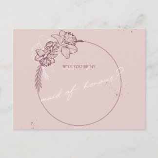 Cartão Postal ilustração floral seja minha madrinha de casamento