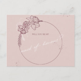 Cartão Postal ilustração floral seja minha madrinha de casamento