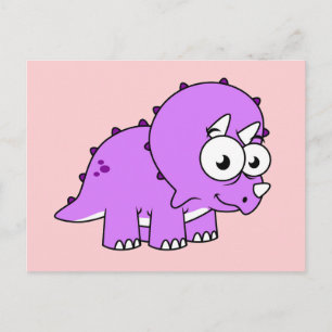Cartão Postal Ilustração Fofa de um Triceratops.