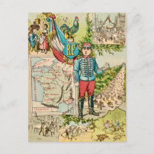Cartão Postal Ilustração Francesa Vintage