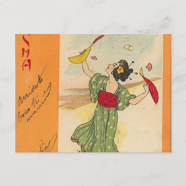 Cartão Postal Ilustração Japonesa/Série Geisha (Frente)