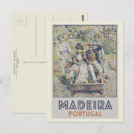 Cartão Postal Ilustração Madeira carreiros do monte Portugal