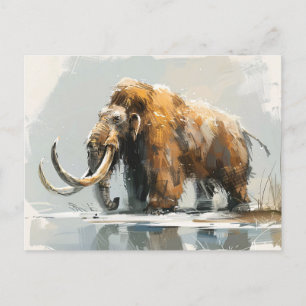 Cartão Postal Ilustração Majestosa Wooly Mammoth