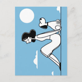 Cartão Postal Ilustração Minimalista de Mulher e Cachorro