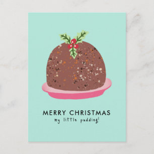 Cartão Postal Ilustração Moderna de Pudim de Natal Alegre