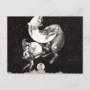 Cartão Postal Ilustração Noturna do Deus do Universo da Lua Cele