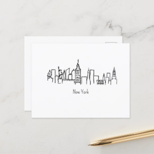 Cartão Postal Ilustração NYC Skyline New York