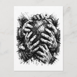 Cartão Postal Ilustração Orkney Dark Art Ink – Mãos que Agarram