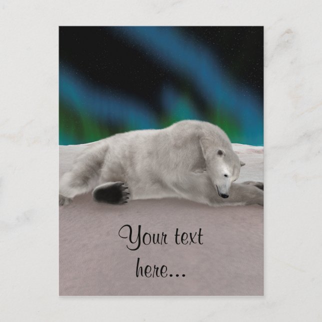 Cartão Postal Ilustração Pacífica de Urso Polar na Natureza Árti (Frente)