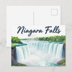 Cartão Postal Ilustração Paisagística Pintura das Cataratas do N