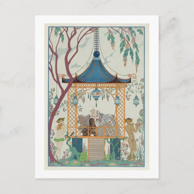 Cartão Postal Ilustração para 'Fêtes Galantes' de Paul Verlaine (Frente)