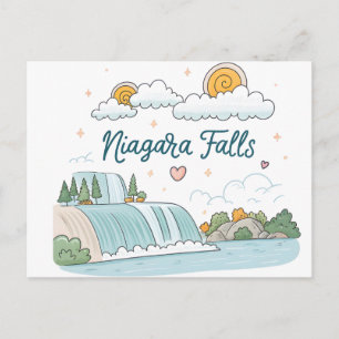 Cartão Postal Ilustração Pastel de Desenho Animado das Cataratas