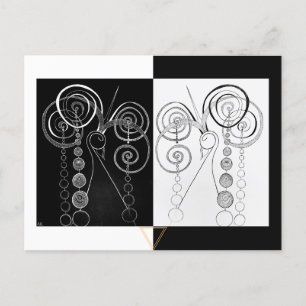 Cartão Postal Ilustração Peacock Yin e Yang DUET