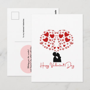 Cartão Postal Ilustração Personalizada de Coração Vermelho Român
