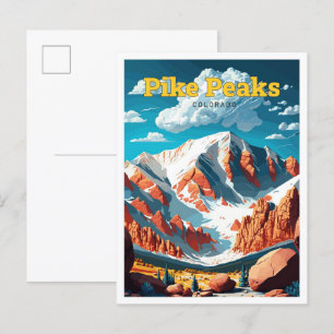 Cartão Postal Ilustração Pike Peaks Colorado Viagem Vintage
