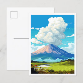 Cartão Postal Ilustração Poas Volcano Costa Rica Vintage