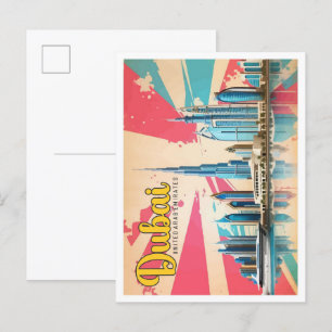 Cartão Postal Ilustração Pop de Viagem de Arte de Dubai nos Emir