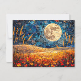 Cartão Postal ilustração por abstrato de aquarela da lua de chei