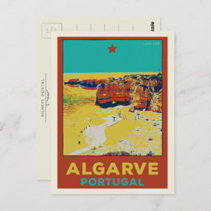 Cartão Postal Ilustração Praia Algarve Portugal