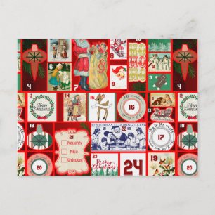 Cartão Postal Ilustração Quadrada do Bloco de Advento de Natal A