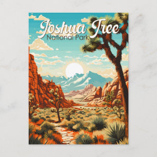 Cartão Postal Ilustração Retro do Parque Nacional Joshua Tree