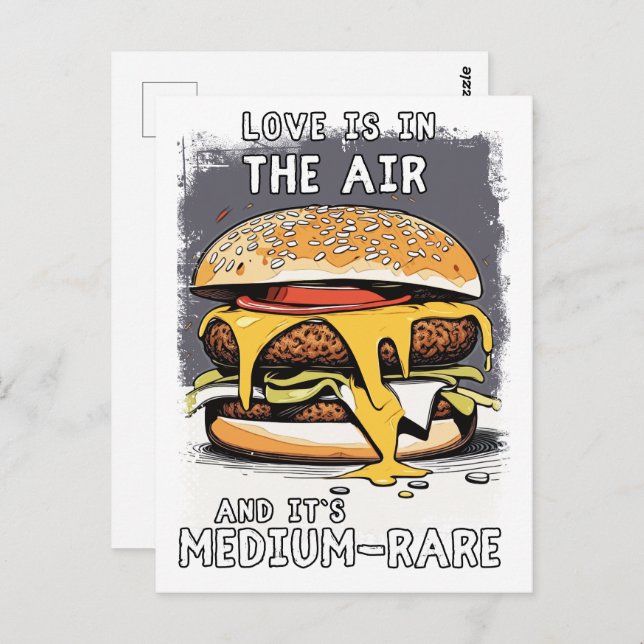 Cartão Postal Ilustração Retroativa de Citação Hilarious BURGER (Frente/Verso)