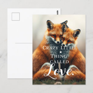 Cartão Postal Ilustração Romântica de Amor com Raposa