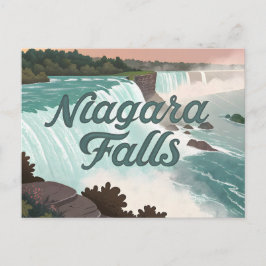 Cartão Postal Ilustração Texturizada Vintage das Cataratas do Ni