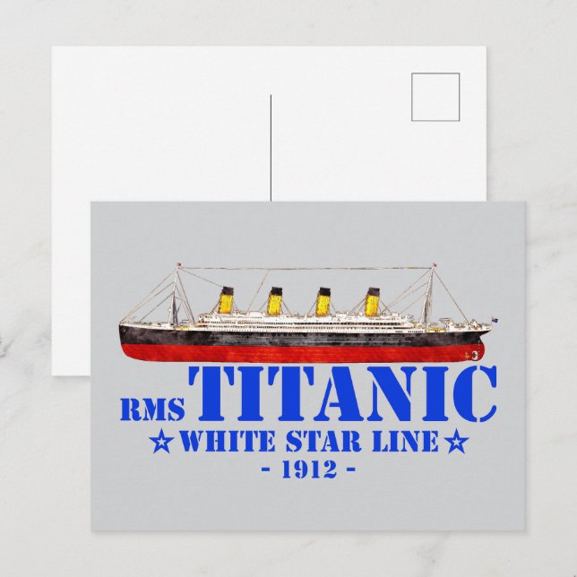 Cartão Postal Ilustração Titânica RMS - Linha White Star 1912 (Frente/Verso)