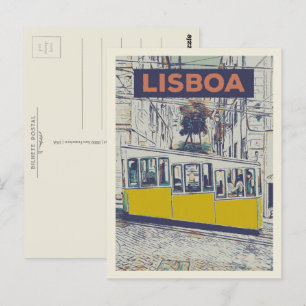 Cartão Postal Ilustração unicular Bica, Charme Icônico de Lisboa