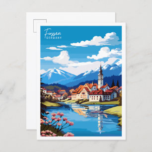 Cartão Postal Ilustração viagens vintage de Fussen Alemanha