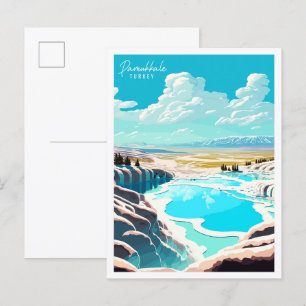 Cartão Postal Ilustração viagens vintage Pamukkale Turquia