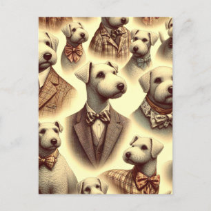 Cartão Postal Ilustração Vintage Bedlington Terrier