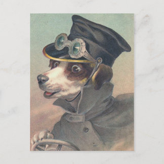 Cartão Postal Ilustração Vintage "Cão Motorista"