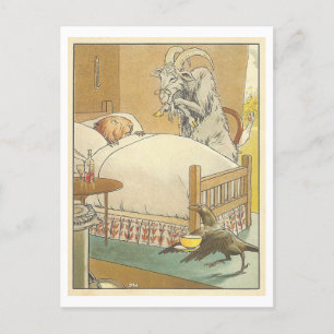 Cartão Postal Ilustração Vintage de Doença com Animais