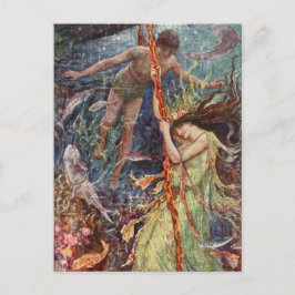 Cartão Postal Ilustração Vintage de H J Ford - Donzela do Mar