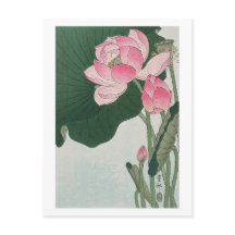 Ilustração vintage de lótus florescente por Ohara 
