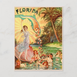 Cartão Postal Ilustração vintage de ninfas aquáticas da Flórida 