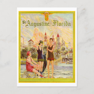 Cartão Postal Ilustração vintage de St. Augustine Flórida dos an