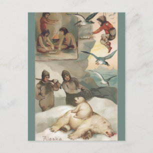 Cartão Postal Ilustração Vintage do Alasca