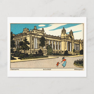Cartão Postal Ilustração Vintage do Börsenpalais em Budapeste